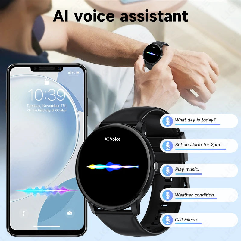 LIGE New Smart Watch Wireless Charging Smartwatch Bluetooth