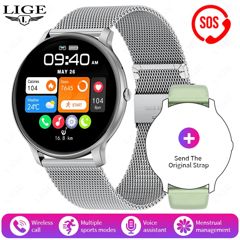 LIGE New Smart Watch Wireless Charging Smartwatch Bluetooth