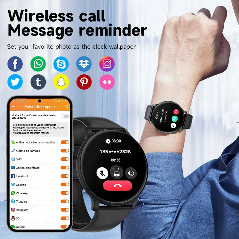 LIGE New Smart Watch Wireless Charging Smartwatch Bluetooth