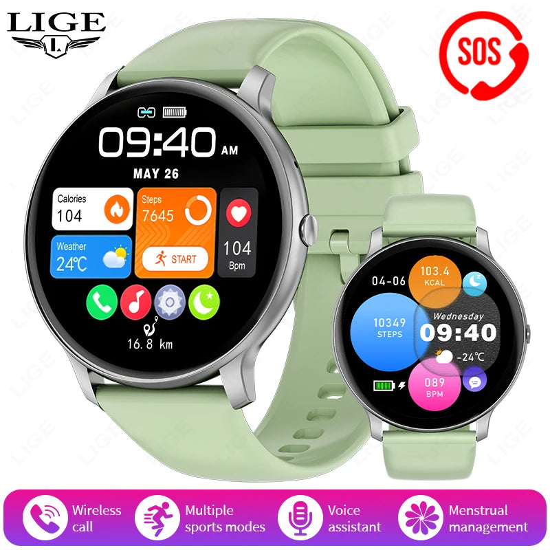 LIGE New Smart Watch Wireless Charging Smartwatch Bluetooth