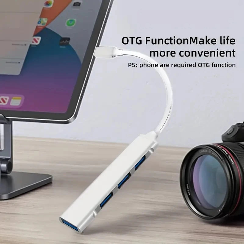 4-Port Multi-Splitter Type C Hub USB Adapter OTG for Xiaomi Lenovo MacBook 13 15