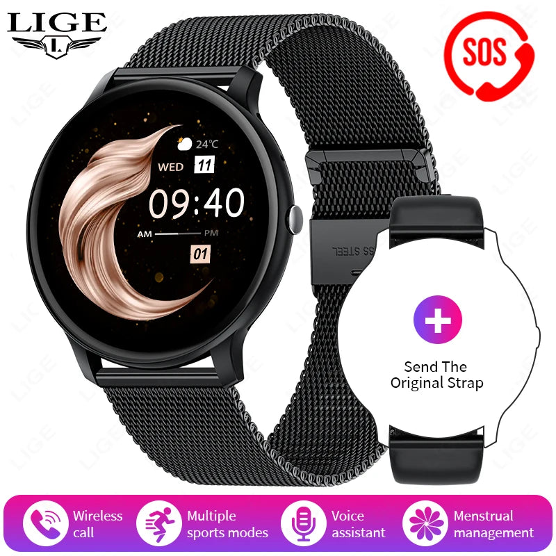 LIGE New Smart Watch Wireless Charging Smartwatch Bluetooth