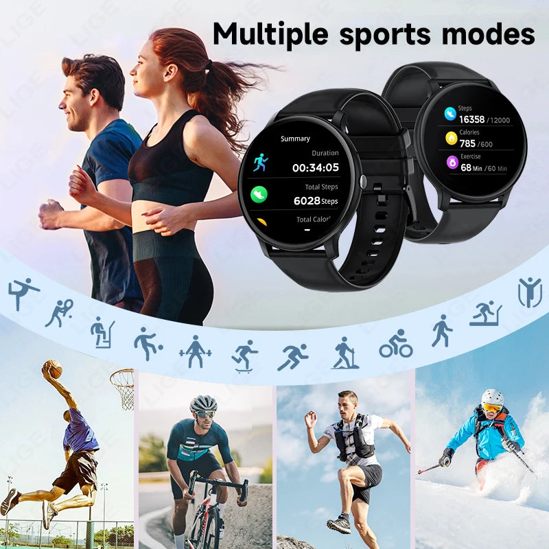 LIGE New Smart Watch Wireless Charging Smartwatch Bluetooth