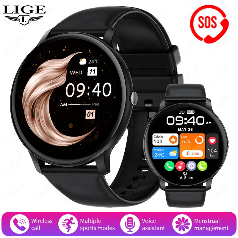 LIGE New Smart Watch Wireless Charging Smartwatch Bluetooth
