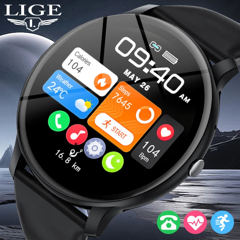 LIGE New Smart Watch Wireless Charging Smartwatch Bluetooth