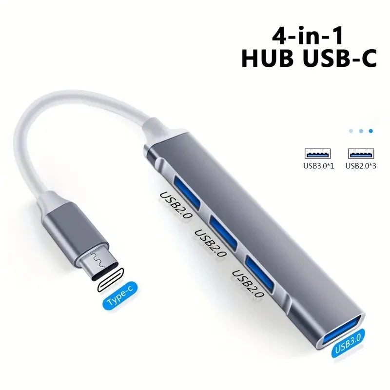 4-Port Multi-Splitter Type C Hub USB Adapter OTG for Xiaomi Lenovo MacBook 13 15