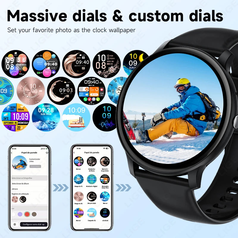 LIGE New Smart Watch Wireless Charging Smartwatch Bluetooth